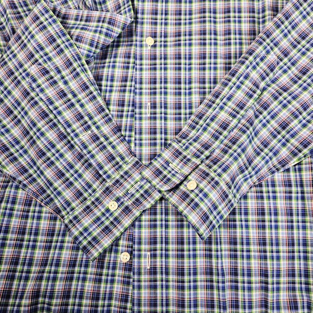 Ralph Lauren Green Blue Plaid Classic Button Down Shirt Mens M 15.5 LS Red Pony - Picture 3 of 5